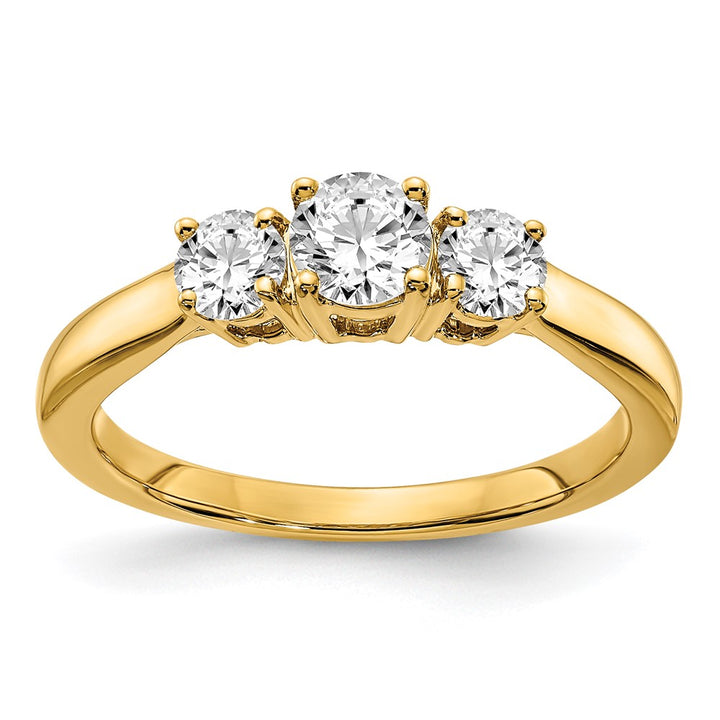 14kt Yellow Gold Lab Grown Diamond VS/SI, D E F,w 3 Stone Band 1.006 Carat, Ring Size 7