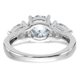 14kt White Gold 3-Stone Engagement Ring G H I True Light Moissanite 2.36 Carat, Ring Size 7