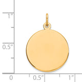 14k Yellow Gold Solid Plain .011 Gauge Circular Engravable Disc Charm Pendant