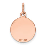 14k Rose Gold Solid Plain .013 Gauge Circular Engraveable Disc Charm Pendant