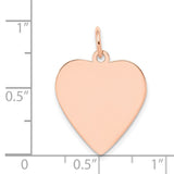 14k Rose Gold Solid Plain .018 Gauge Engraveable Heart Disc Charm Pendant