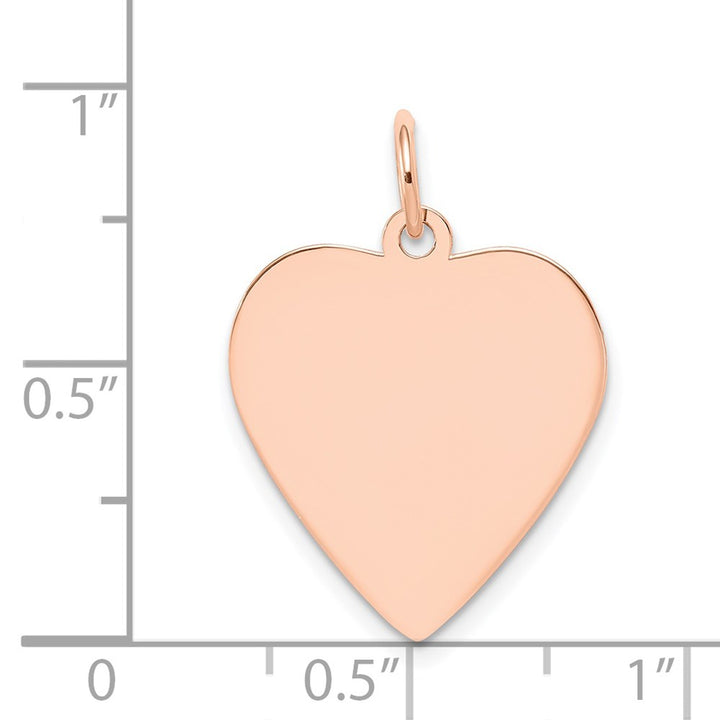 14k Rose Gold Solid Plain .018 Gauge Engraveable Heart Disc Charm Pendant