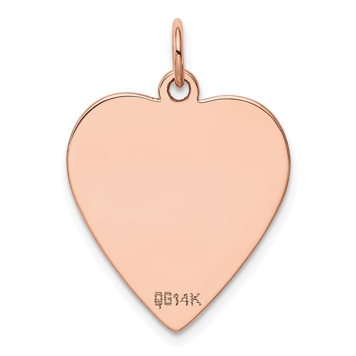 14k Rose Gold Solid Plain .027 Gauge Engraveable Heart Disc Charm Pendant