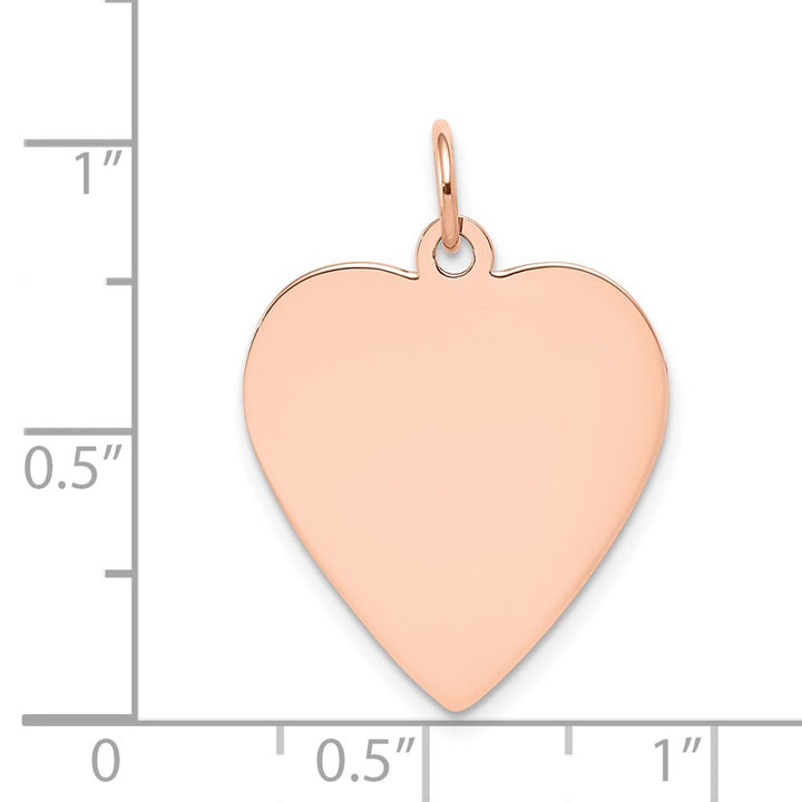 14k Rose Gold Solid Plain .027 Gauge Engraveable Heart Disc Charm Pendant