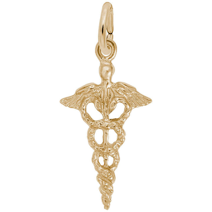 Rembrandt Charms Gold Plated Sterling Silver Caduceus Charm Pendant