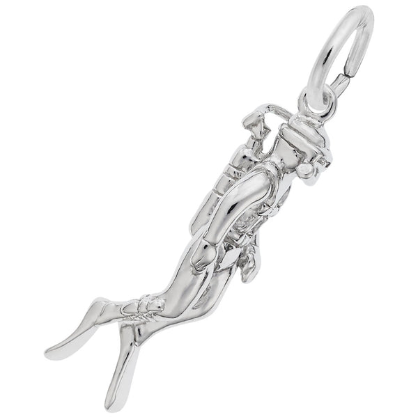 Rembrandt Charms Scuba Diver Charm Pendant Available in Gold or Sterling Silver
