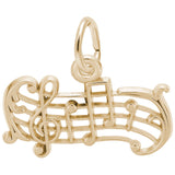 Rembrandt Charms Gold Plated Sterling Silver Music Staff Charm Pendant