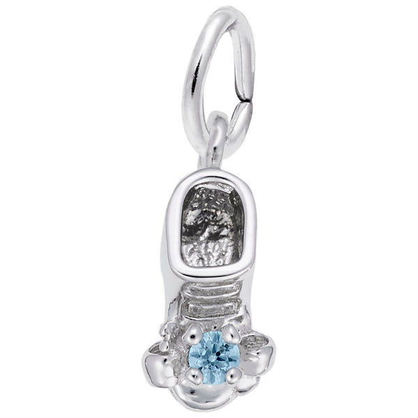 Rembrandt Charms 03 Babyshoe March Charm Pendant Available in Gold or Sterling Silver