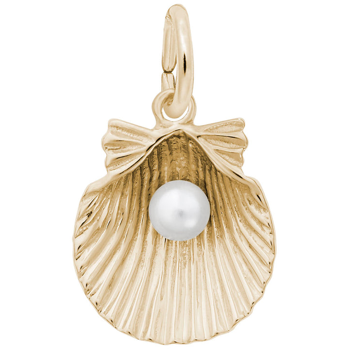 Rembrandt Charms 14K Yellow Gold Shell With Pearl Charm Pendant