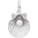 Rembrandt Charms 14K White Gold Shell With Pearl Charm Pendant