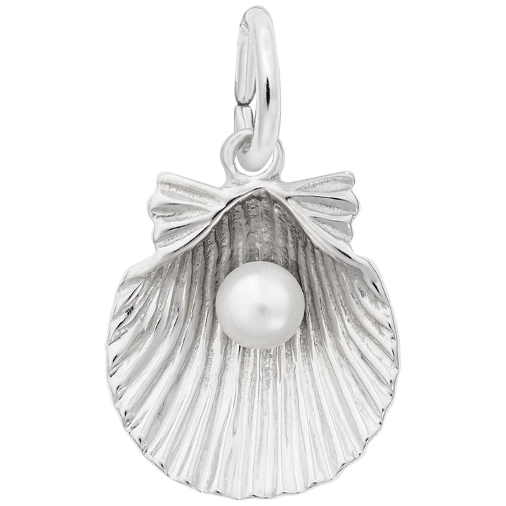 Rembrandt Charms 925 Sterling Silver Shell With Pearl Charm Pendant