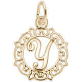 Rembrandt Charms Gold Plated Sterling Silver Initial Letter Y Charm Pendant