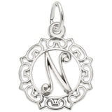 Rembrandt Charms Initial Letter N Charm Pendant Available in Gold or Sterling Silver