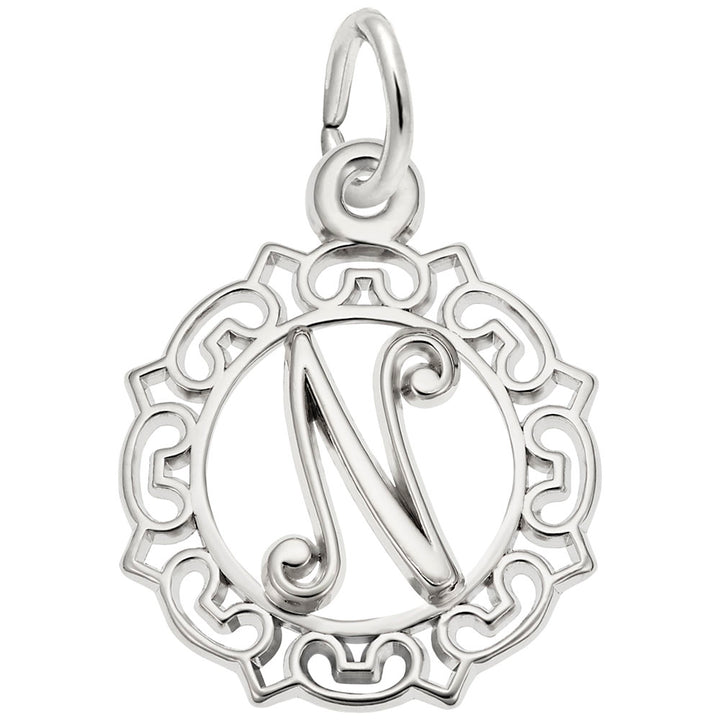 Rembrandt Charms 925 Sterling Silver Initial Letter N Charm Pendant