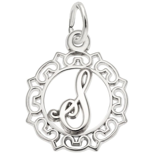 Rembrandt Charms Initial Letter S Charm Pendant Available in Gold or Sterling Silver