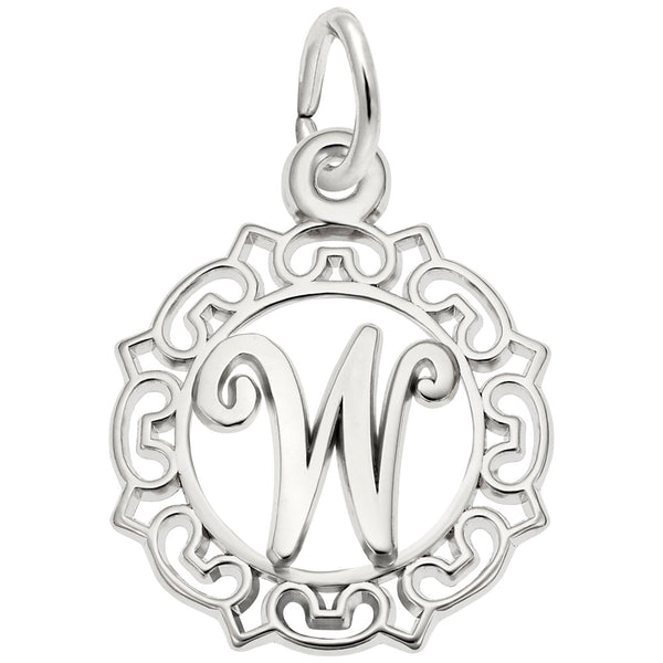 Rembrandt Charms Initial Letter W Charm Pendant Available in Gold or Sterling Silver