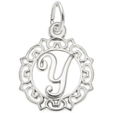 Rembrandt Charms Initial Letter Y Charm Pendant Available in Gold or Sterling Silver