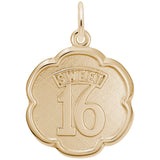 Rembrandt Charms Gold Plated Sterling Silver Sweet 16 Charm Pendant