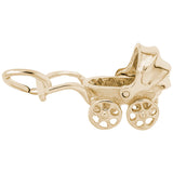 Rembrandt Charms Gold Plated Sterling Silver Baby Carriage Charm Pendant