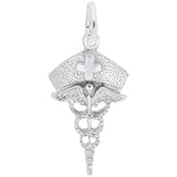 Rembrandt Charms Caduceus Nurse Hat Charm Pendant Available in Gold or Sterling Silver