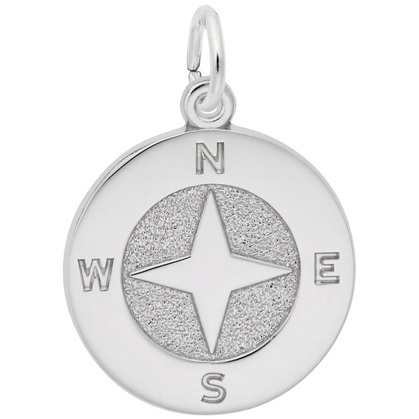 Rembrandt Charms Compass Charm Pendant Available in Gold or Sterling Silver