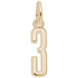 Rembrandt Charms Gold Plated Sterling Silver Number 3 Charm Pendant