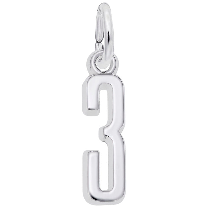 Rembrandt Charms 925 Sterling Silver Number 3 Charm Pendant
