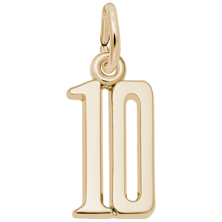 Rembrandt Charms Gold Plated Sterling Silver Number 10 Charm Pendant
