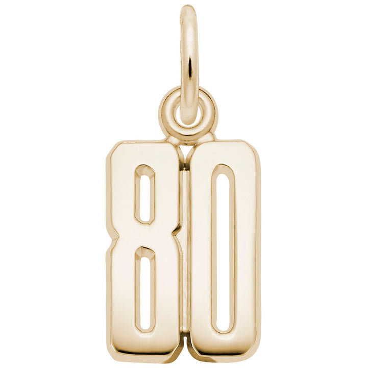 Rembrandt Charms Gold Plated Sterling Silver Number 80 Charm Pendant