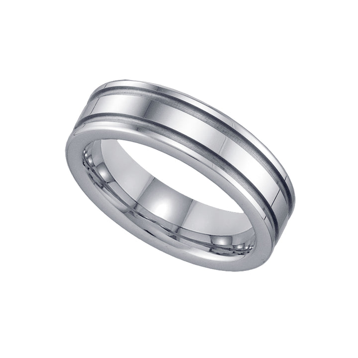 Tungsten Two Groove Comfort-fit 6mm Size-9 Mens Wedding Band