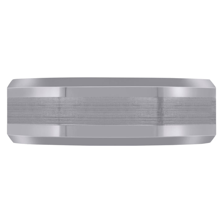 Tungsten Center Brushed Beveled Edges Mens Comfort-fit 8mm Sizes 7 - 14 Wedding Anniversary Band
