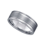 Tungsten Brushed Center With Grooves Comfort-fit 8mm Size-8 Mens Wedding Band