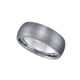 Tungsten Plain Dome Brushed Comfort-fit 8mm Size-9 Mens Wedding Band