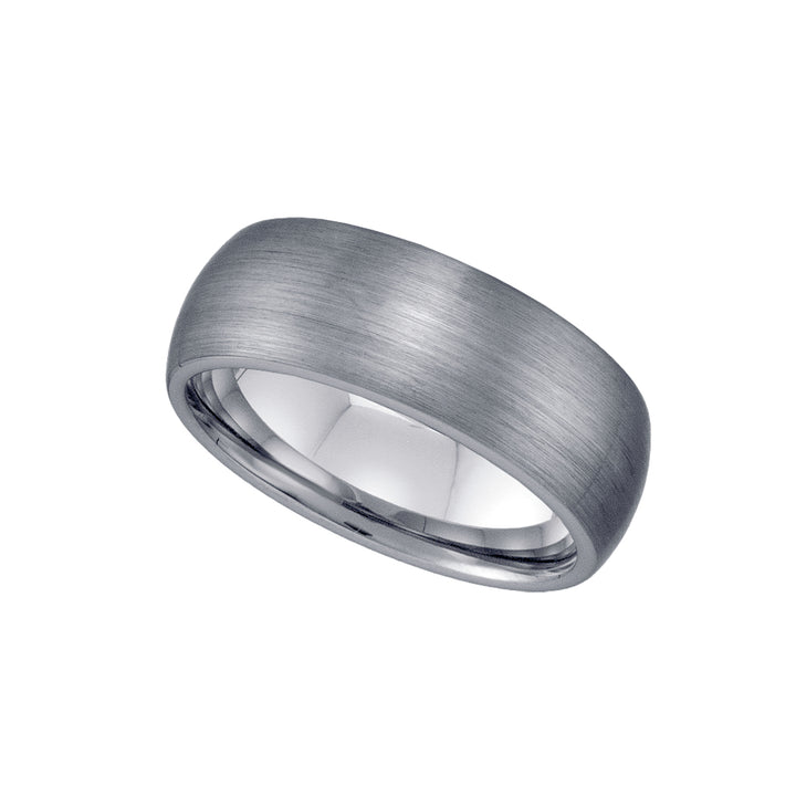 Tungsten Plain Dome Brushed Comfort-fit 8mm Size-11 Mens Wedding Band