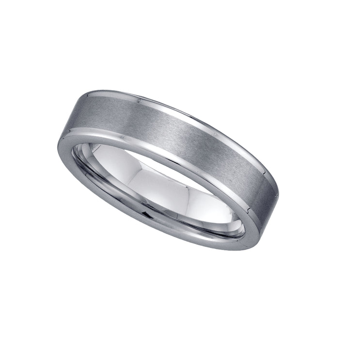 Tungsten Brushed Center Plain Comfort-fit 6mm Size-12 Mens Wedding Band