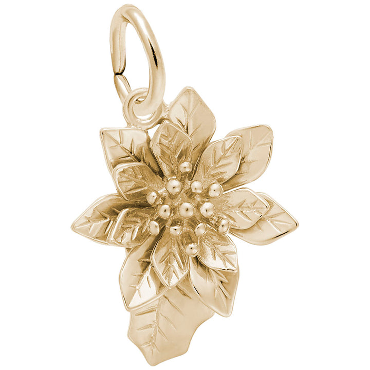 Rembrandt Charms Gold Plated Sterling Silver Poinsettia Charm Pendant