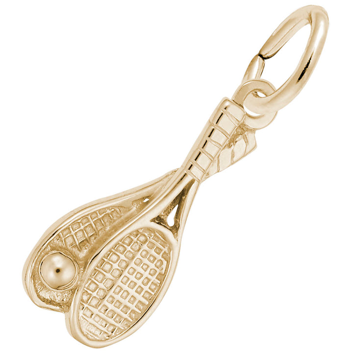 Rembrandt Charms Gold Plated Sterling Silver Tennis Racquet Charm Pendant