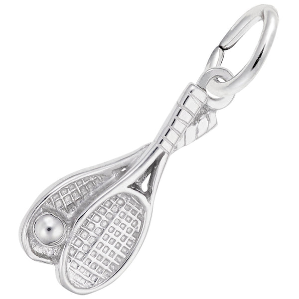Rembrandt Charms Tennis Racquet Charm Pendant Available in Gold or Sterling Silver