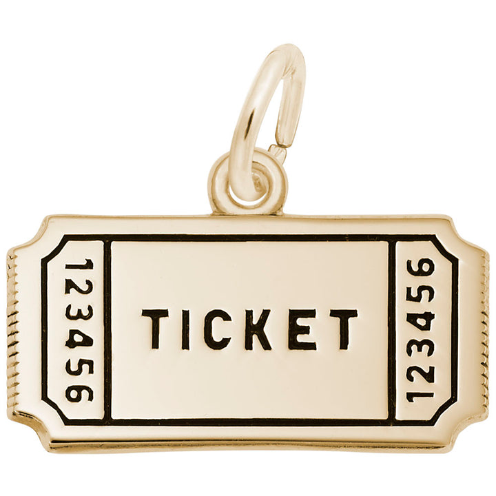 Rembrandt Charms Gold Plated Sterling Silver Movie Ticket Charm Pendant