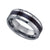 Tungsten Black Inlay Comfort-fit 8mm Sizes 7 - 14 Mens Wedding Band with Beveled Edges