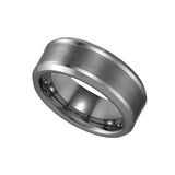 Tungsten Center Brushed Beveled Edges Mens Comfort-fit 8mm Size-9.5 Wedding Anniversary Band