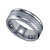 Tungsten Gray Carbon Fiber Inlay Mens Comfort-fit 8mm Size-14 Wedding Anniversary Band