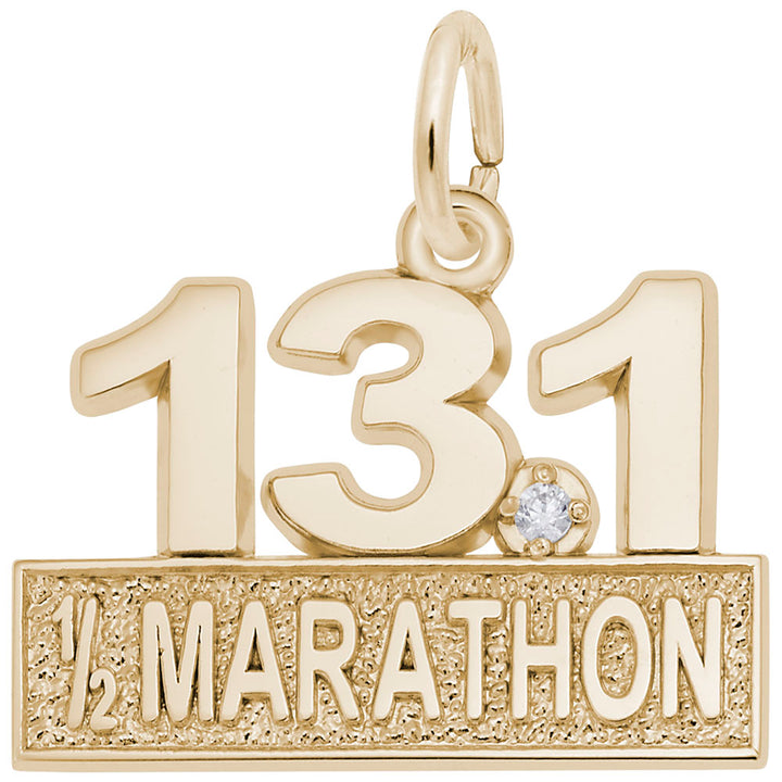 Rembrandt Charms Gold Plated Sterling Silver 13.1 Marathon with White Spinel Charm Pendant