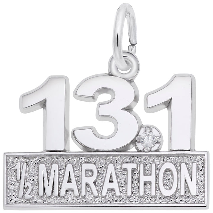 Rembrandt Charms 14K White Gold 13.1 Marathon with White Spinel Charm Pendant