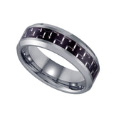 Tungsten Carbon Fiber Inlay Beveled Edges Mens Comfort-fit 8mm Size-8.5 Wedding Anniversary Band