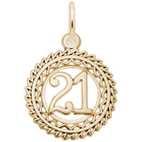 Rembrandt Charms Gold Plated Sterling Silver Number 21 Charm Pendant