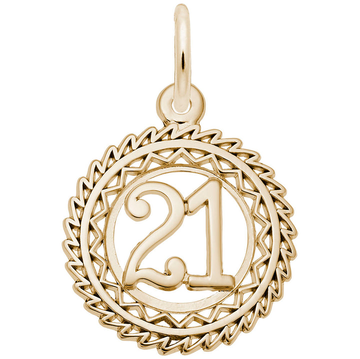 Rembrandt Charms Gold Plated Sterling Silver Number 21 Charm Pendant