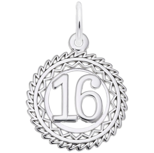 Rembrandt Charms Number 16 Charm Pendant Available in Gold or Sterling Silver