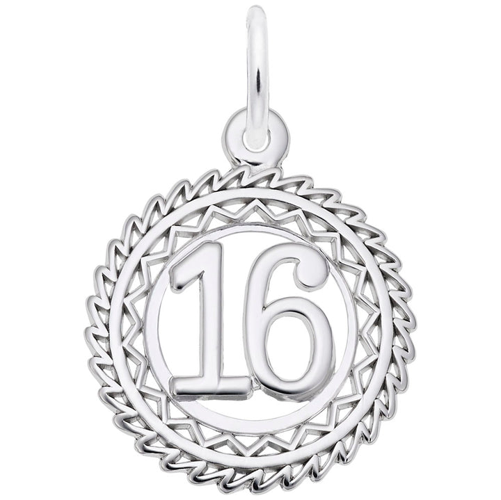 Rembrandt Charms Number 16 Charm Pendant Available in Gold or Sterling Silver