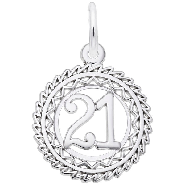 Rembrandt Charms Number 21 Charm Pendant Available in Gold or Sterling Silver